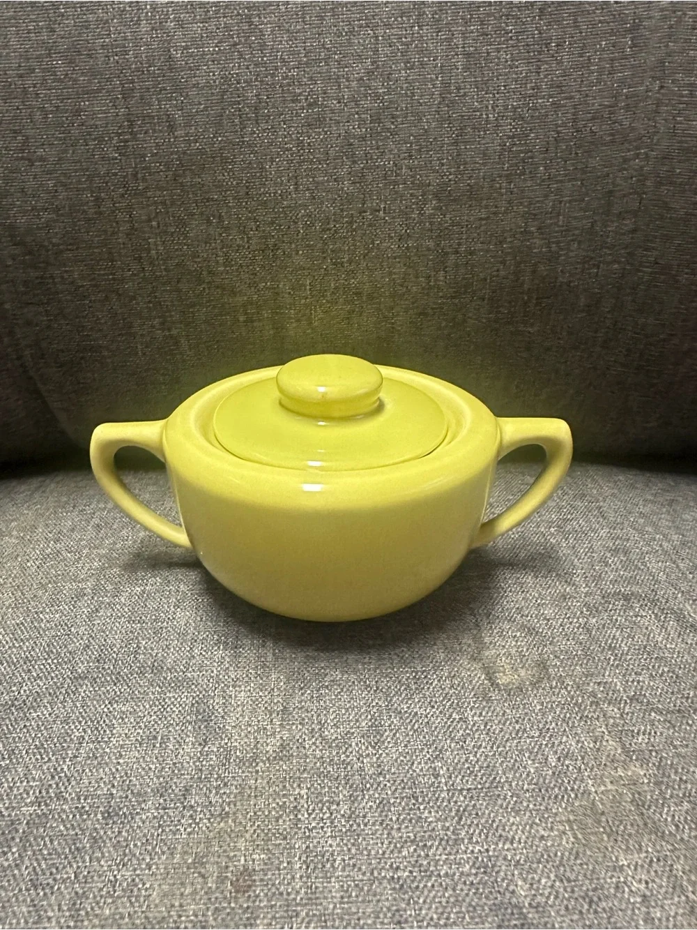 Rare Vintage Bauer Plainware Pottery Sugar Bowl in Chartreuse